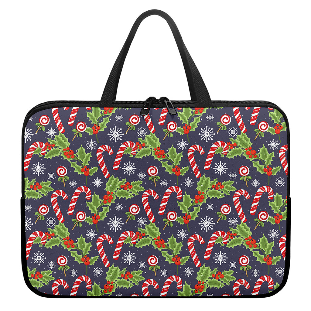 Christmas Berry And Candy Pattern Print Laptop Sleeve With Handle