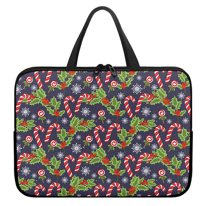 Christmas Berry And Candy Pattern Print Laptop Sleeve With Handle