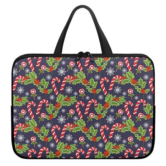 Christmas Berry And Candy Pattern Print Laptop Sleeve With Handle