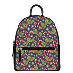 Christmas Berry And Candy Pattern Print Leather Backpack