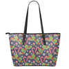 Christmas Berry And Candy Pattern Print Leather Tote Bag