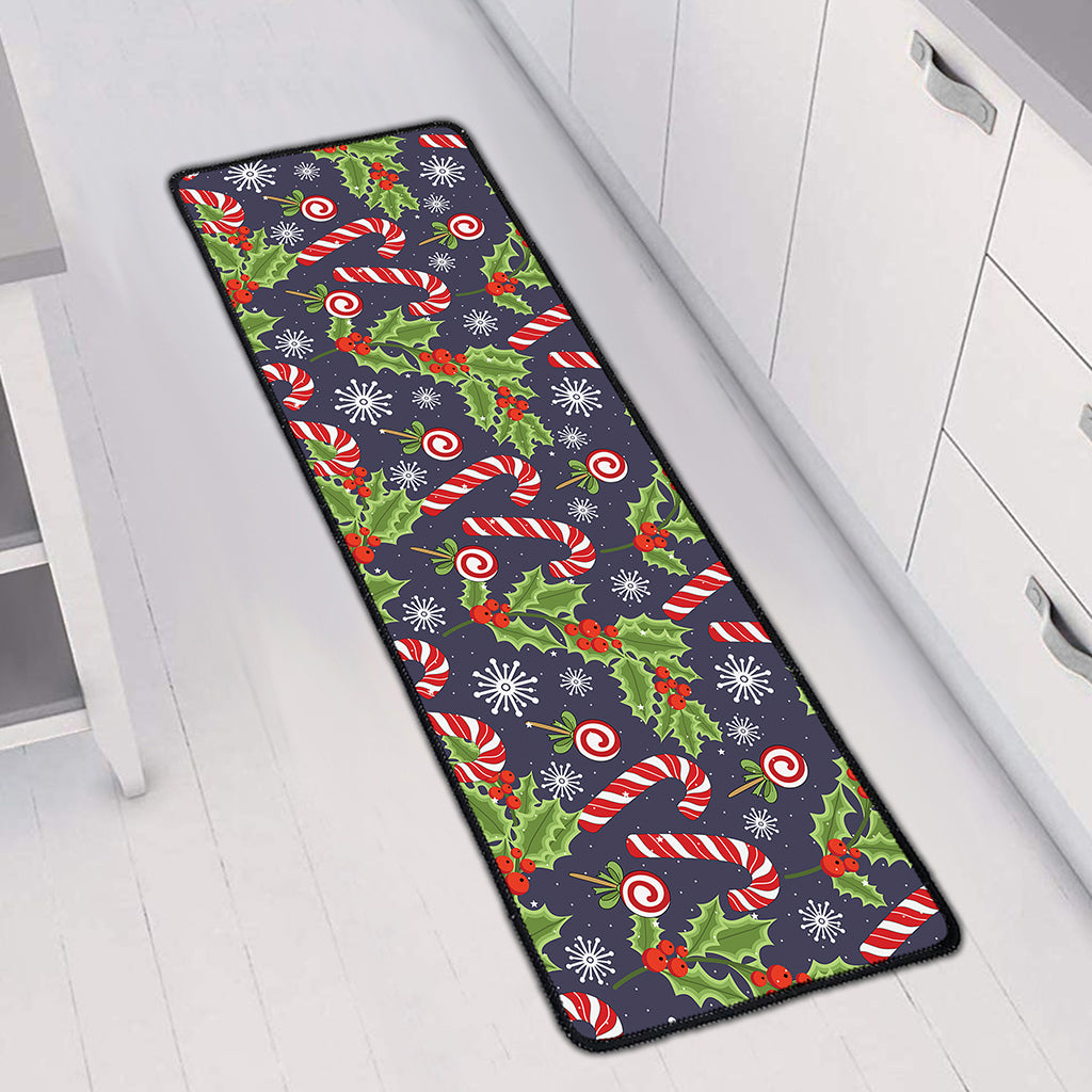 Christmas Berry And Candy Pattern Print Long Kitchen Mat