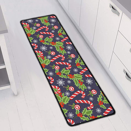 Christmas Berry And Candy Pattern Print Long Kitchen Mat