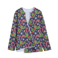 Christmas Berry And Candy Pattern Print Long Sleeve Short Coat
