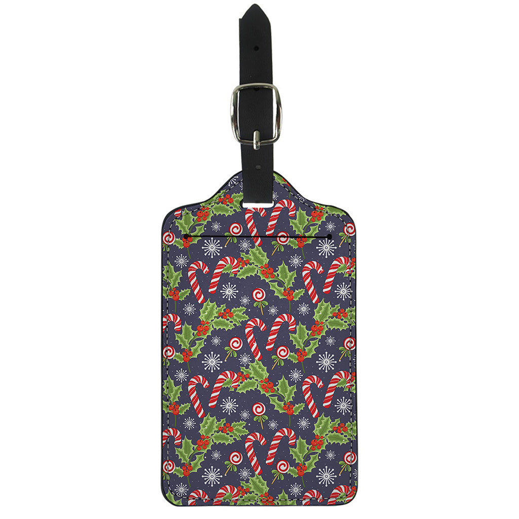 Christmas Berry And Candy Pattern Print Luggage Tag