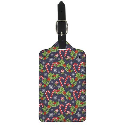 Christmas Berry And Candy Pattern Print Luggage Tag