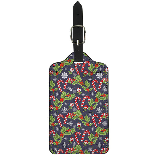 Christmas Berry And Candy Pattern Print Luggage Tag
