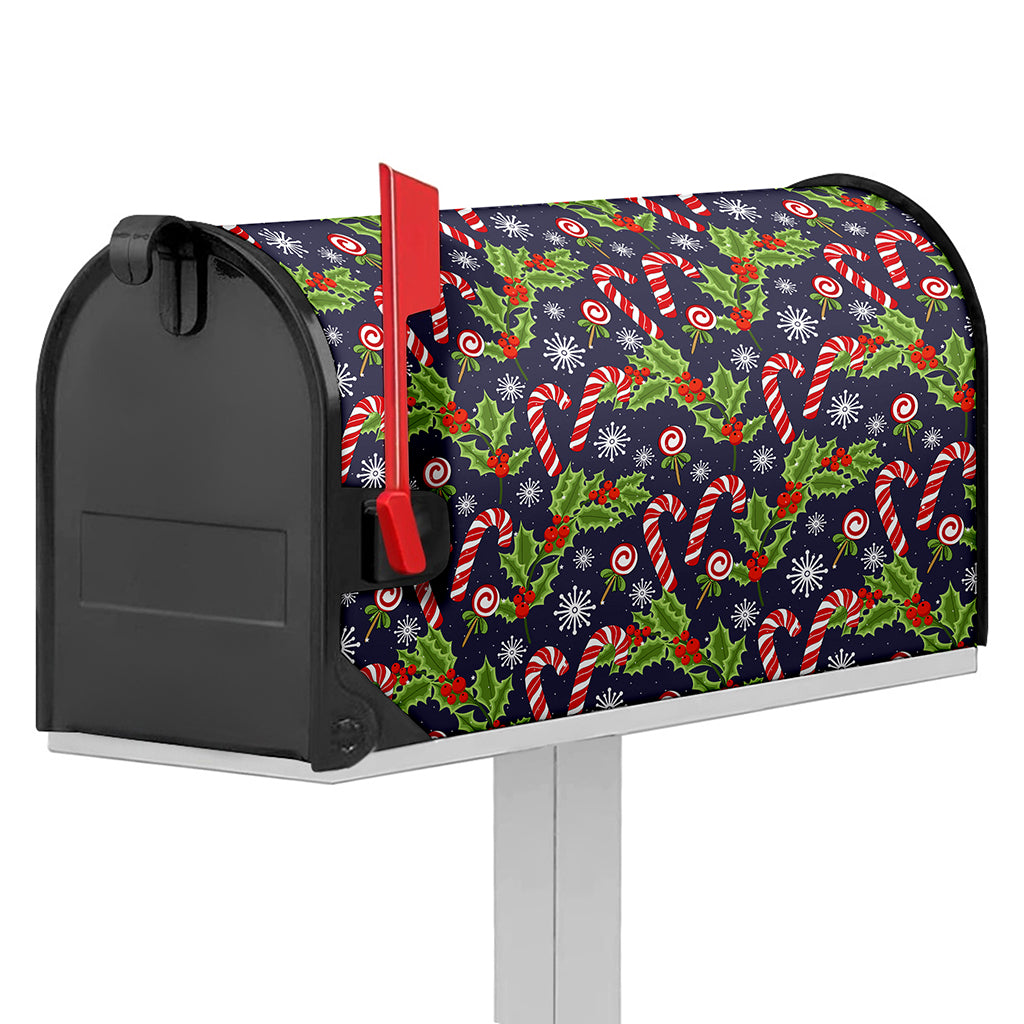 Christmas Berry And Candy Pattern Print Mailbox Cover