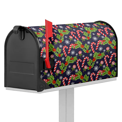 Christmas Berry And Candy Pattern Print Mailbox Cover