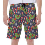 Christmas Berry And Candy Pattern Print Men's Beach Shorts
