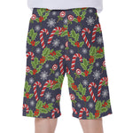 Christmas Berry And Candy Pattern Print Men's Beach Shorts