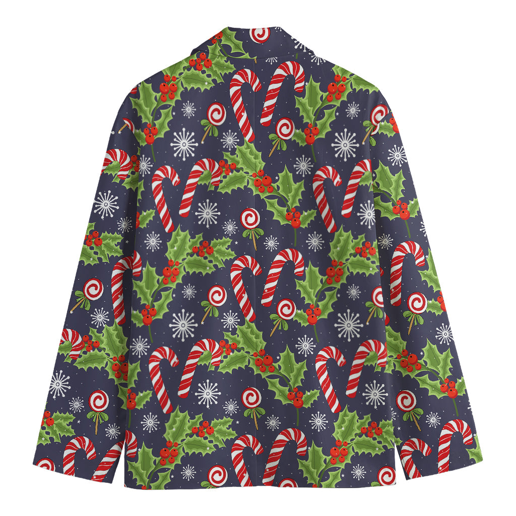 Christmas Berry And Candy Pattern Print Men's Blazer
