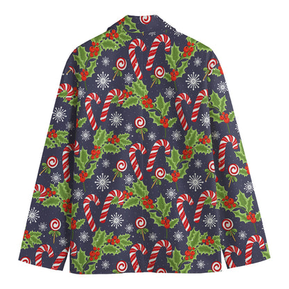 Christmas Berry And Candy Pattern Print Men's Blazer
