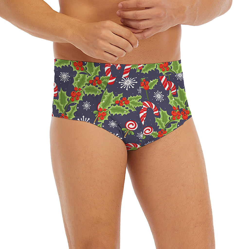 Christmas Berry And Candy Pattern Print Men's Briefs