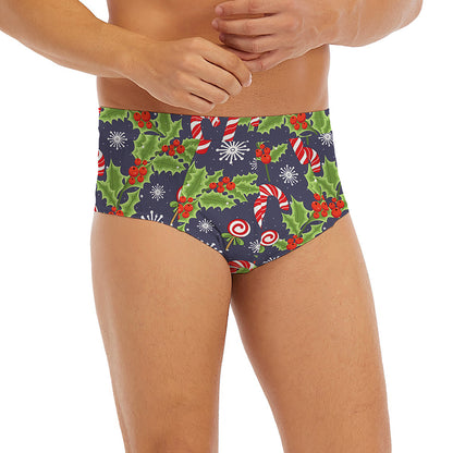 Christmas Berry And Candy Pattern Print Men's Briefs