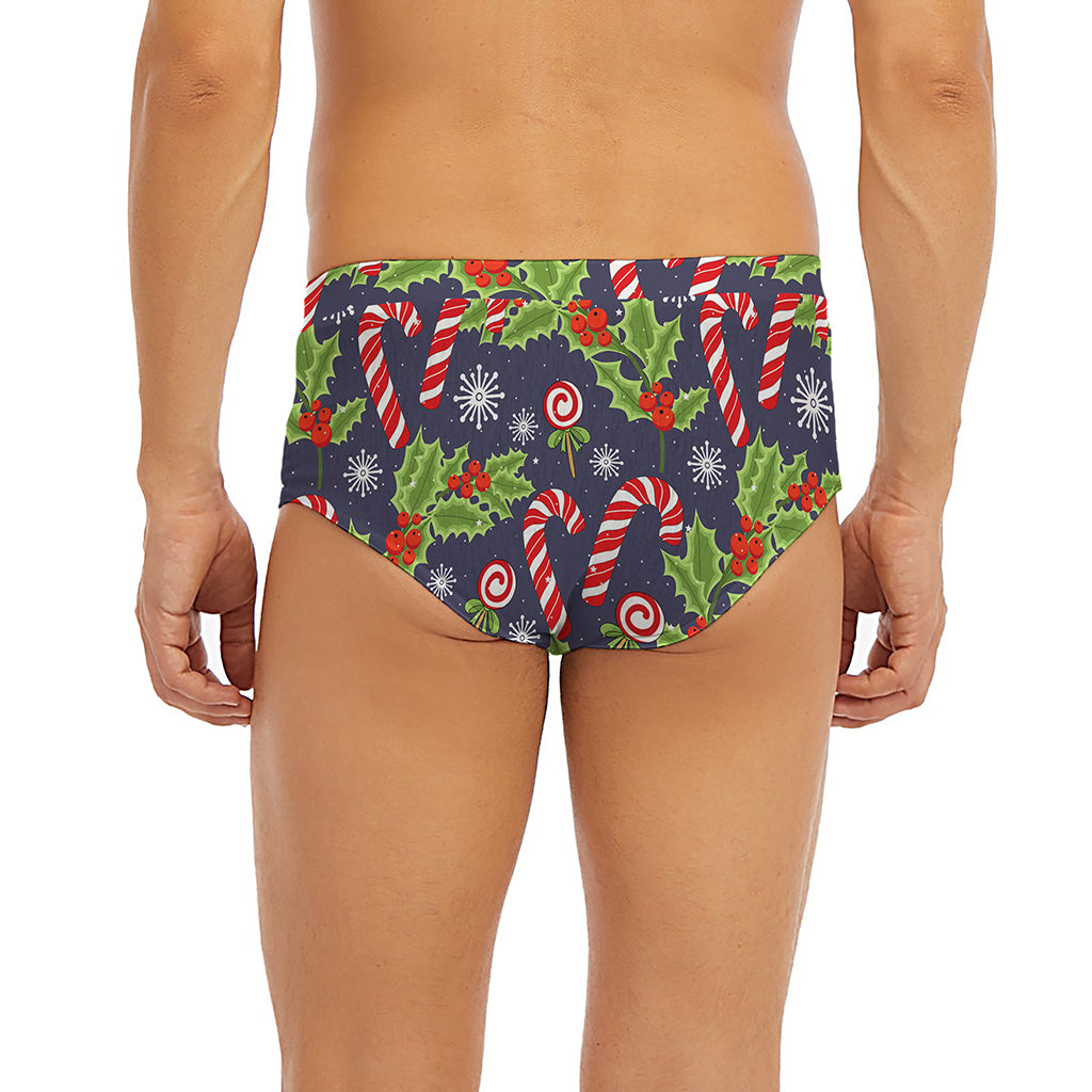 Christmas Berry And Candy Pattern Print Men's Briefs