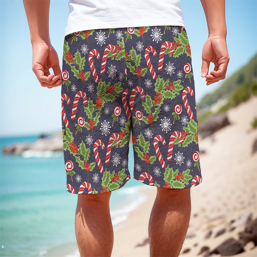 Christmas Berry And Candy Pattern Print Men's Cargo Shorts