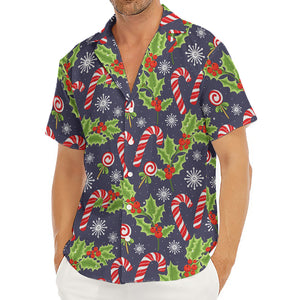 Christmas Berry And Candy Pattern Print Men's Deep V-Neck Shirt