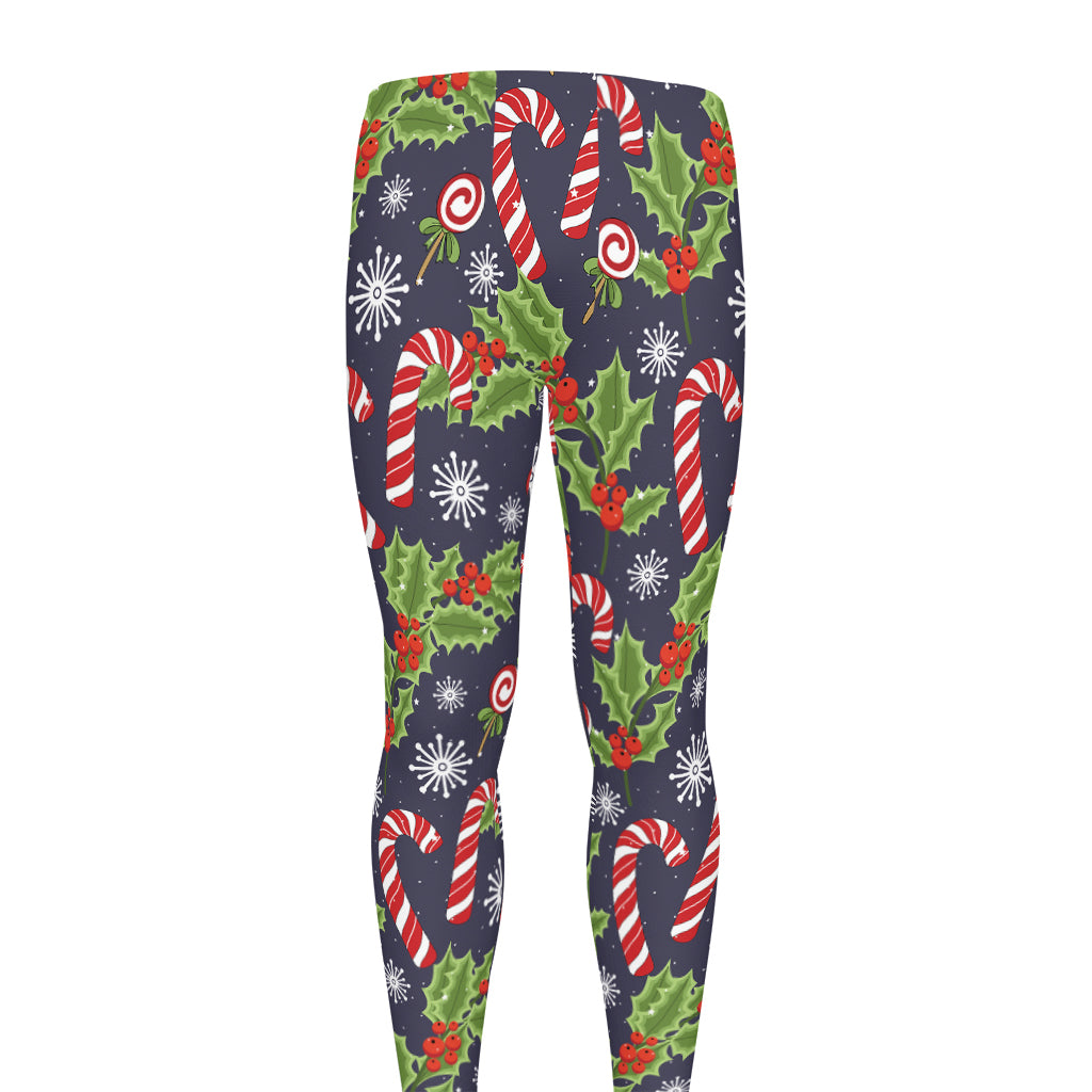 Christmas Berry And Candy Pattern Print Men's leggings