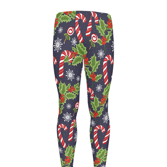 Christmas Berry And Candy Pattern Print Men's leggings