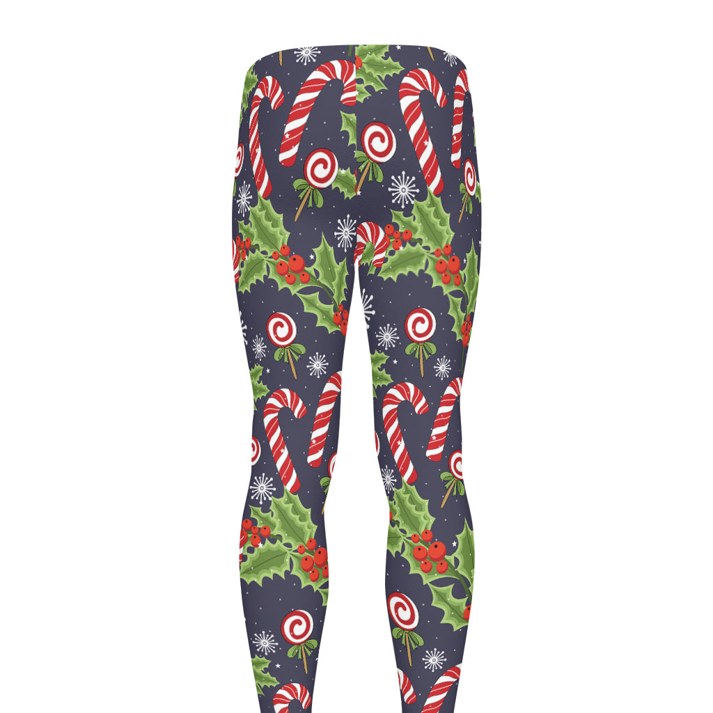 Christmas Berry And Candy Pattern Print Men's leggings