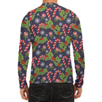 Christmas Berry And Candy Pattern Print Men's Long Sleeve Rash Guard
