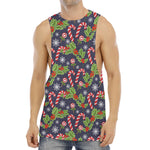 Christmas Berry And Candy Pattern Print Men's Muscle Tank Top