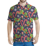 Christmas Berry And Candy Pattern Print Men's Polo Shirt