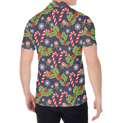 Christmas Berry And Candy Pattern Print Men's Shirt