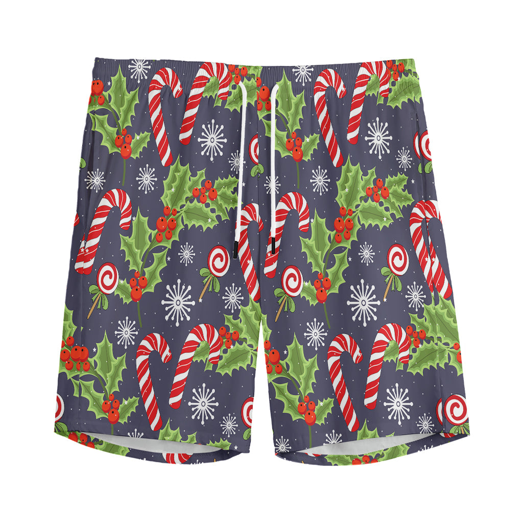Christmas Berry And Candy Pattern Print Men's Sports Shorts
