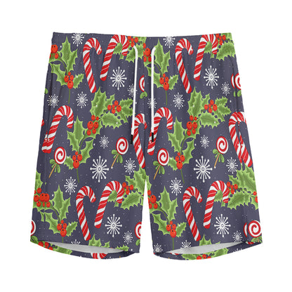 Christmas Berry And Candy Pattern Print Men's Sports Shorts