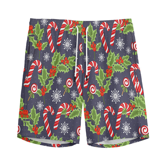 Christmas Berry And Candy Pattern Print Men's Sports Shorts