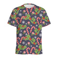 Christmas Berry And Candy Pattern Print Men's Athletic T-Shirt