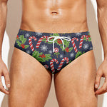 Christmas Berry And Candy Pattern Print Men's Swim Briefs