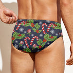 Christmas Berry And Candy Pattern Print Men's Swim Briefs