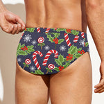 Christmas Berry And Candy Pattern Print Men's Swim Briefs