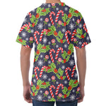 Christmas Berry And Candy Pattern Print Men's Velvet T-Shirt
