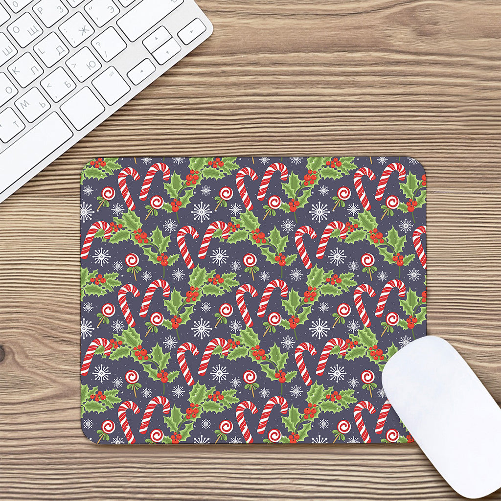 Christmas Berry And Candy Pattern Print Mouse Pad
