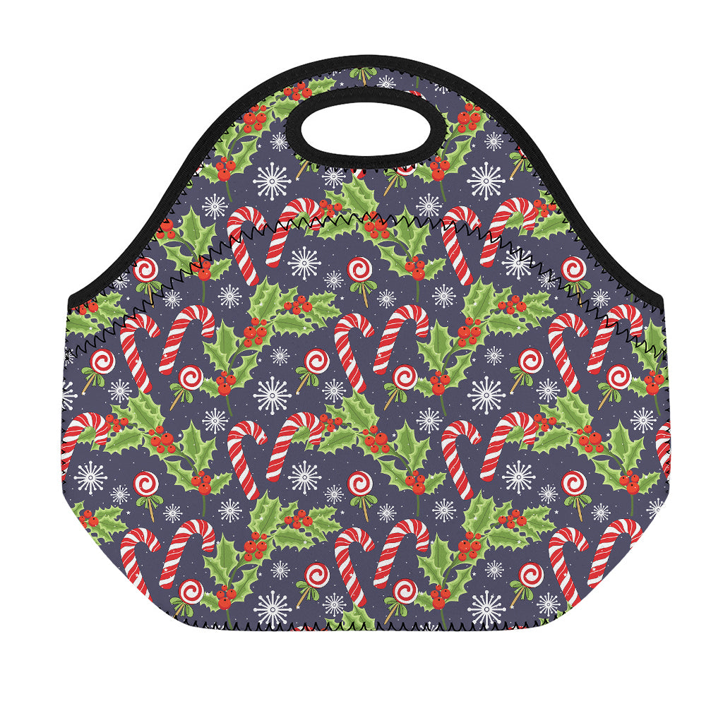 Christmas Berry And Candy Pattern Print Neoprene Lunch Bag