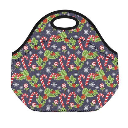 Christmas Berry And Candy Pattern Print Neoprene Lunch Bag