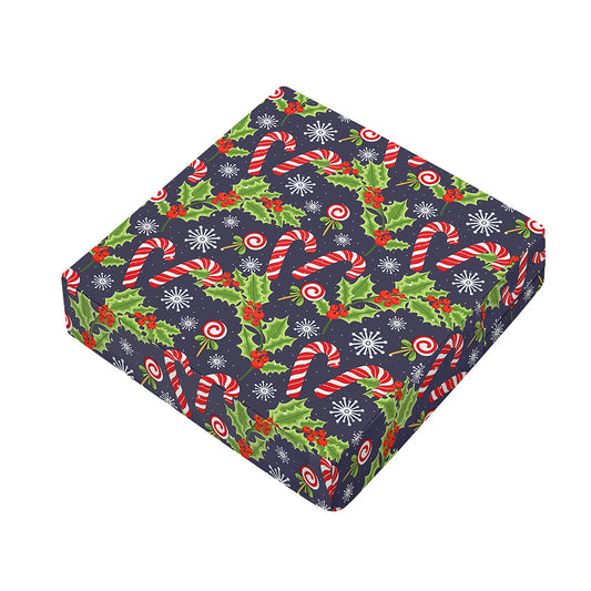Christmas Berry And Candy Pattern Print Outdoor Seat Cushion Cover