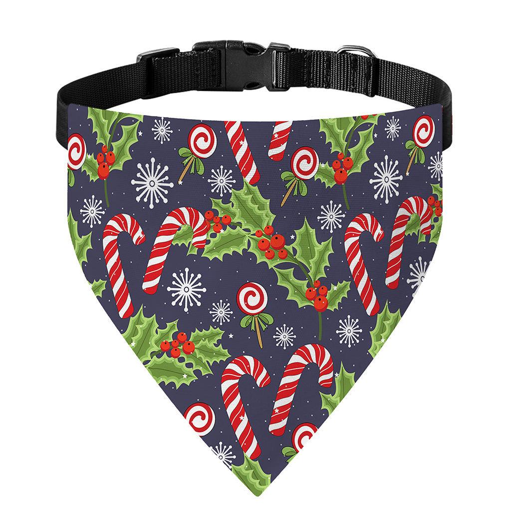 Christmas Berry And Candy Pattern Print Over The Collar Dog Bandana