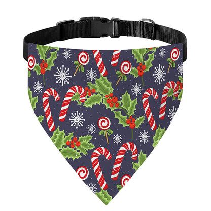 Christmas Berry And Candy Pattern Print Over The Collar Dog Bandana