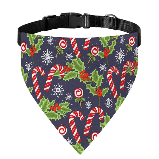 Christmas Berry And Candy Pattern Print Over The Collar Dog Bandana