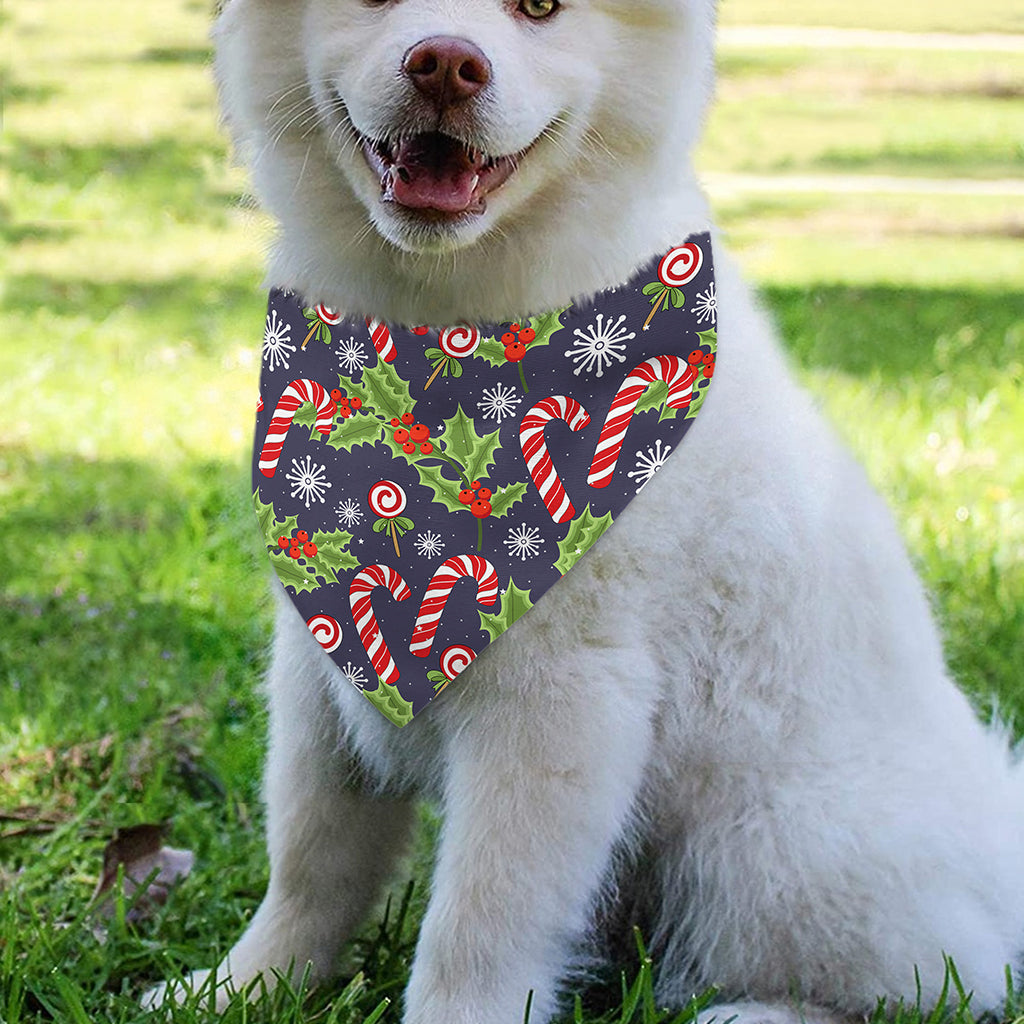 Christmas Berry And Candy Pattern Print Over The Collar Dog Bandana