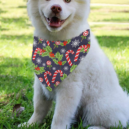 Christmas Berry And Candy Pattern Print Over The Collar Dog Bandana