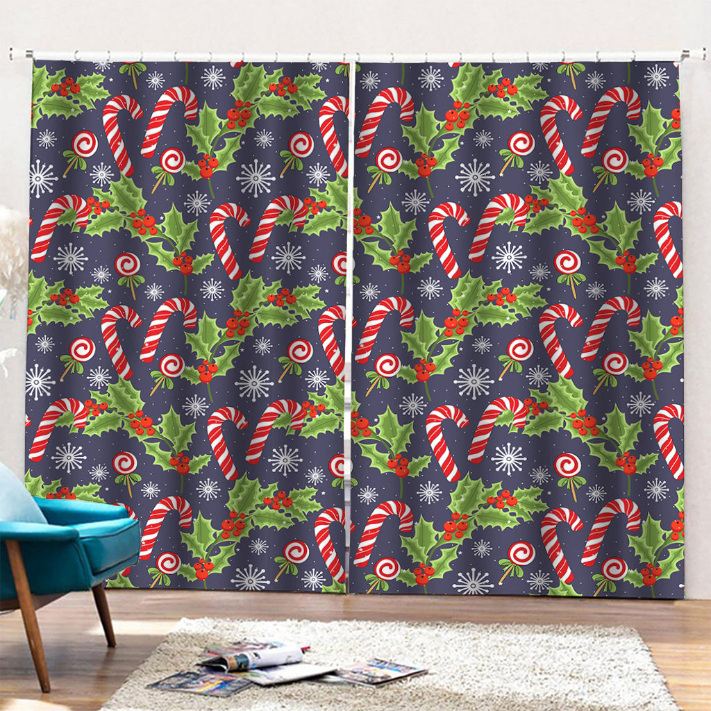 Christmas Berry And Candy Pattern Print Pencil Pleat Curtains