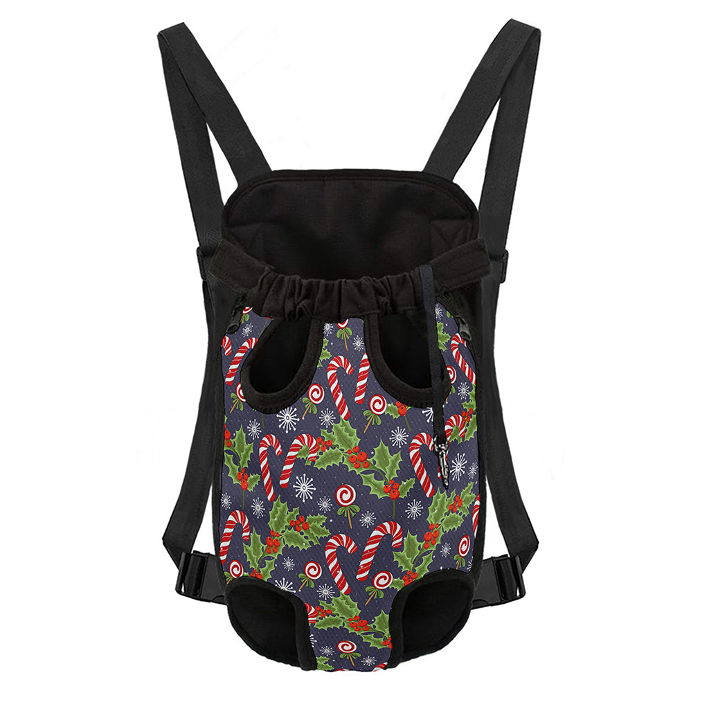 Christmas Berry And Candy Pattern Print Pet Carrier Backpack