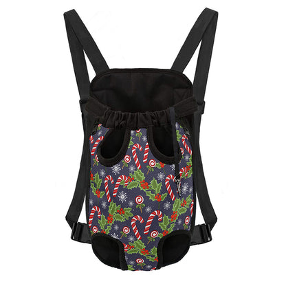 Christmas Berry And Candy Pattern Print Pet Carrier Backpack
