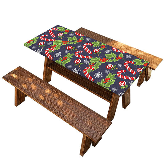 Christmas Berry And Candy Pattern Print Picnic Table Cover